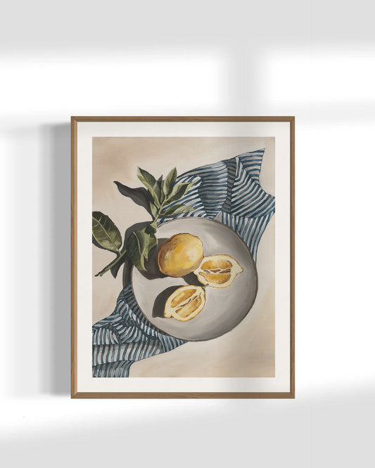 'Eureka Lemons on Stripe' Art Print